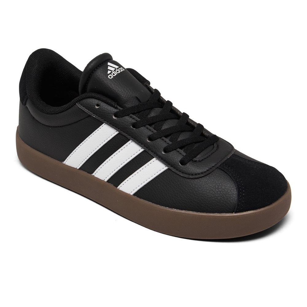 NEW Adidas VL Court 3.0 – Youth Size 6 – Black Suede w/ Box
